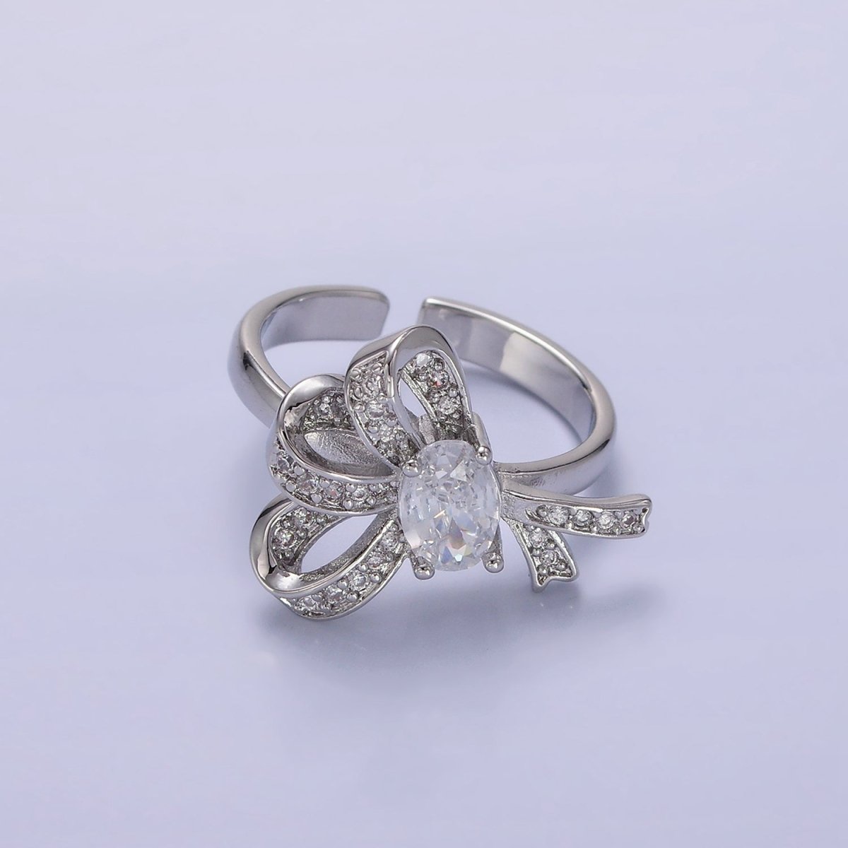 24K Gold Filled Micro Paved CZ Knot Ribbon Bow Ring in Gold & Silver | R402 R403