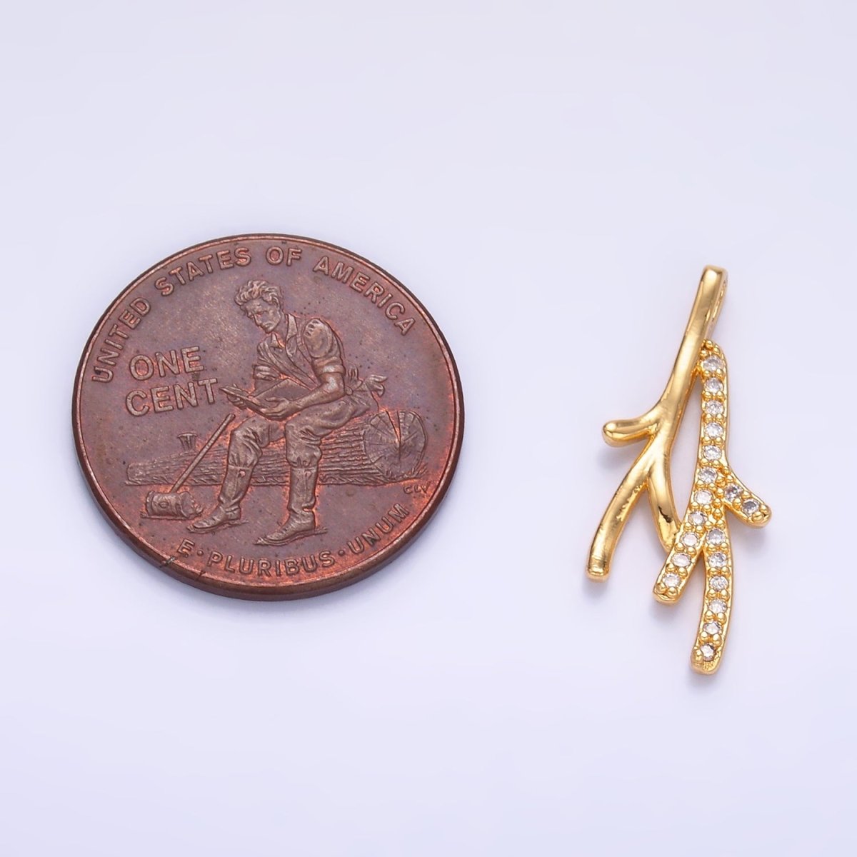 24K Gold Filled Micro Paved CZ Leaf Flower Pendant in Gold & Silver | AA1446