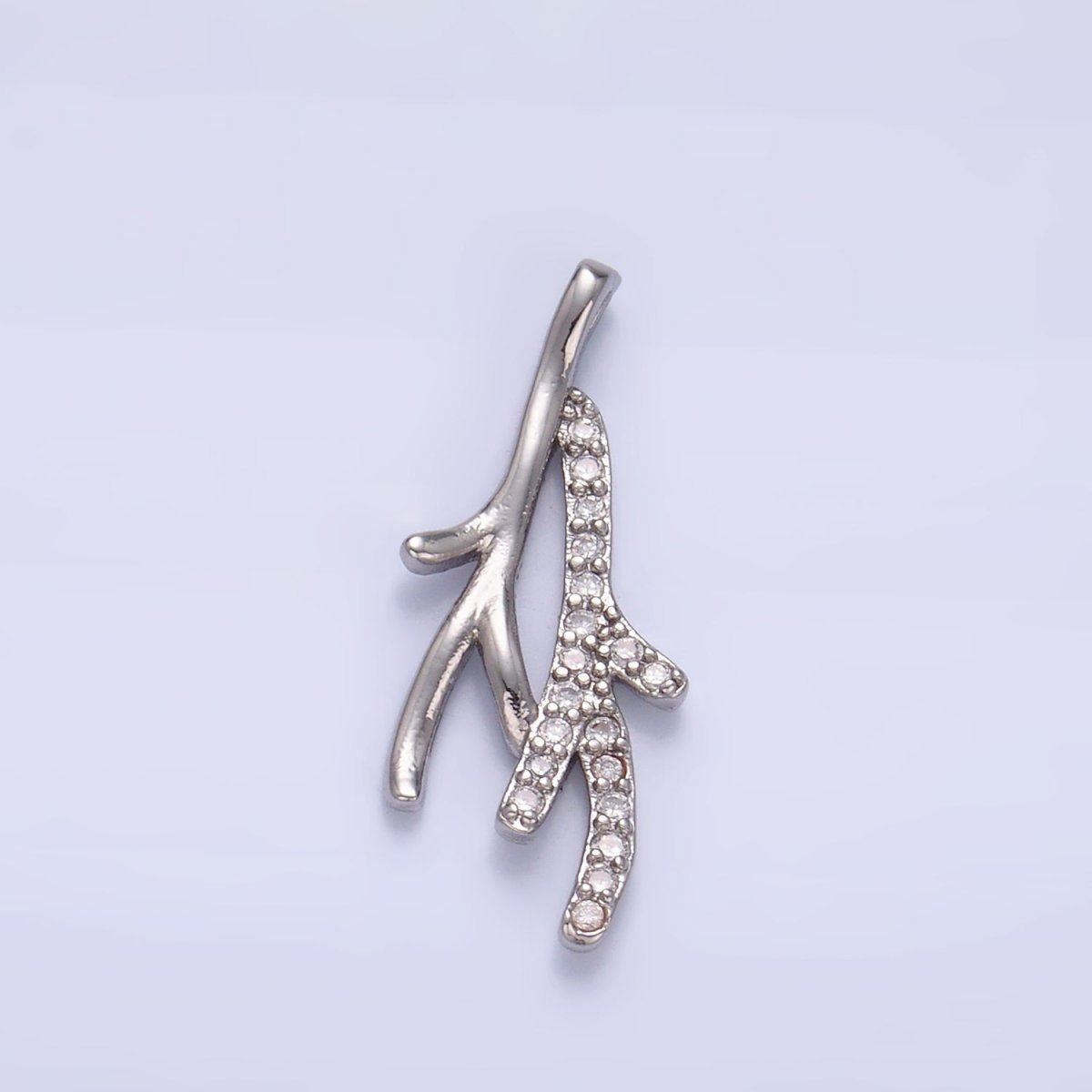 24K Gold Filled Micro Paved CZ Leaf Flower Pendant in Gold & Silver | AA1446