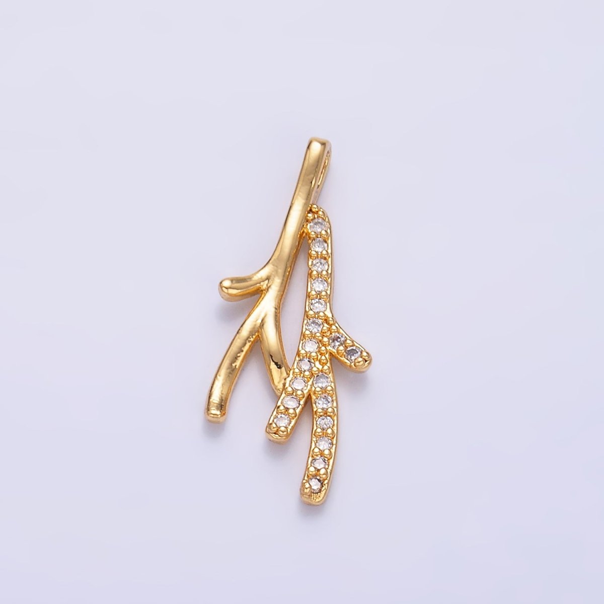 24K Gold Filled Micro Paved CZ Leaf Flower Pendant in Gold & Silver | AA1446