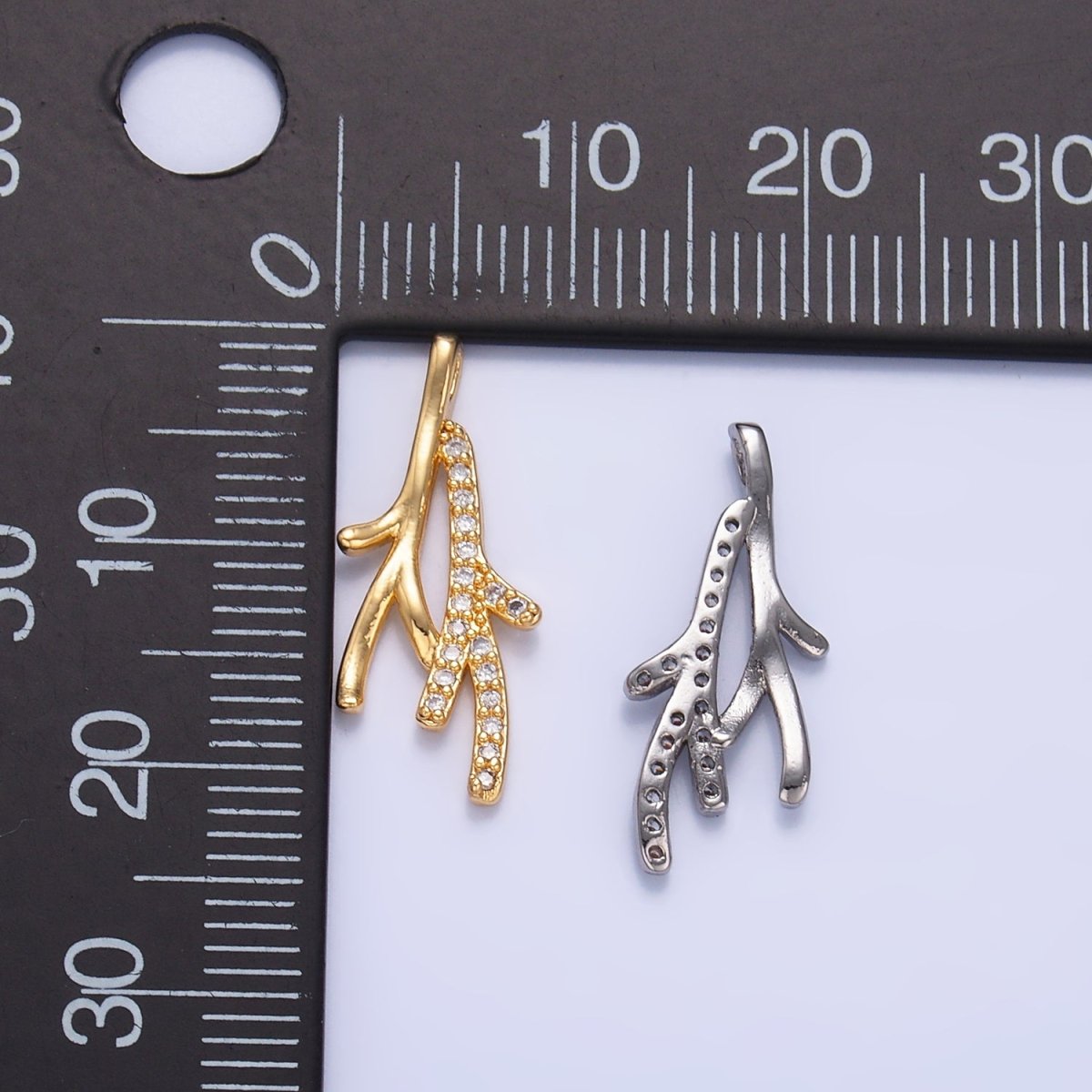 24K Gold Filled Micro Paved CZ Leaf Flower Pendant in Gold & Silver | AA1446