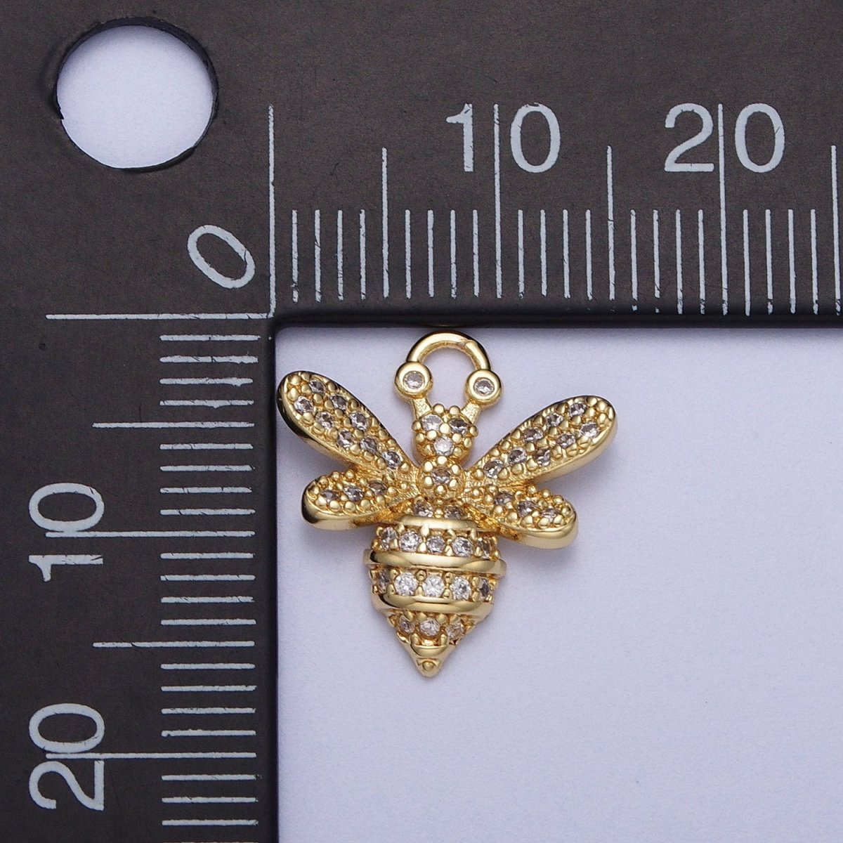 24K Gold Filled Micro Paved CZ Mini Bumble Queen Bee For Jewelry Making | A-296 - DLUXCA