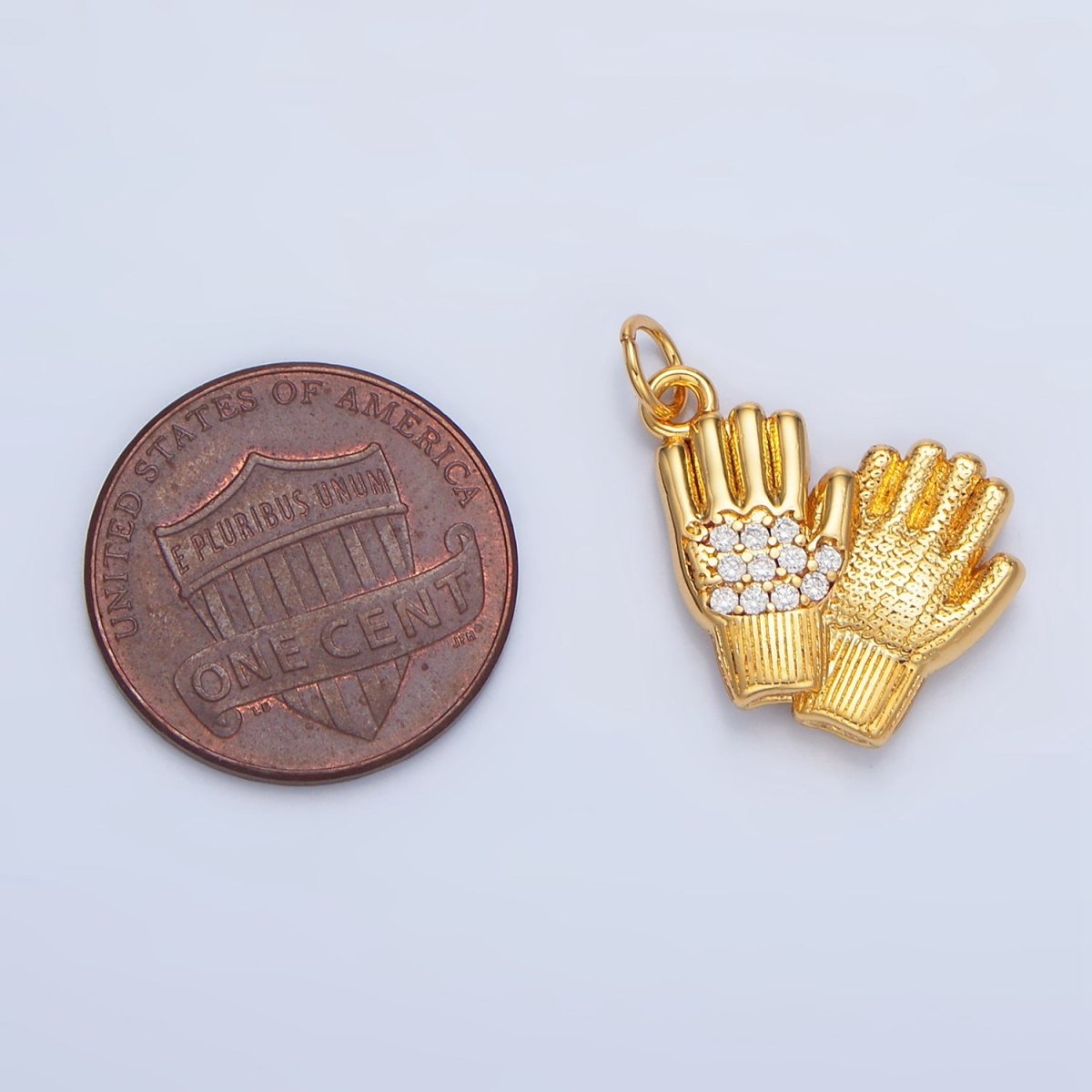 24K Gold Filled Micro Paved CZ Mittens Glove Charm | X614 - DLUXCA