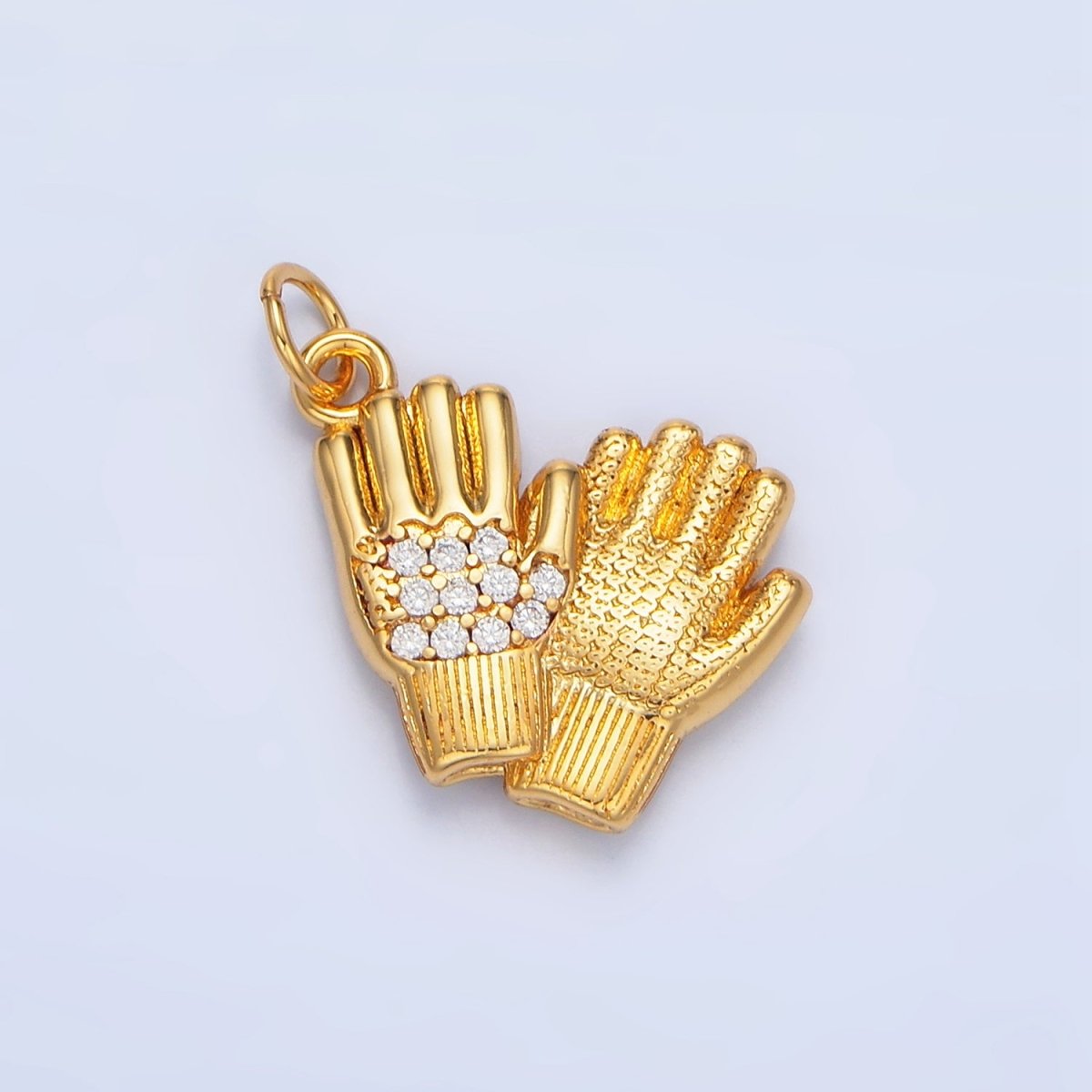 24K Gold Filled Micro Paved CZ Mittens Glove Charm | X614 - DLUXCA