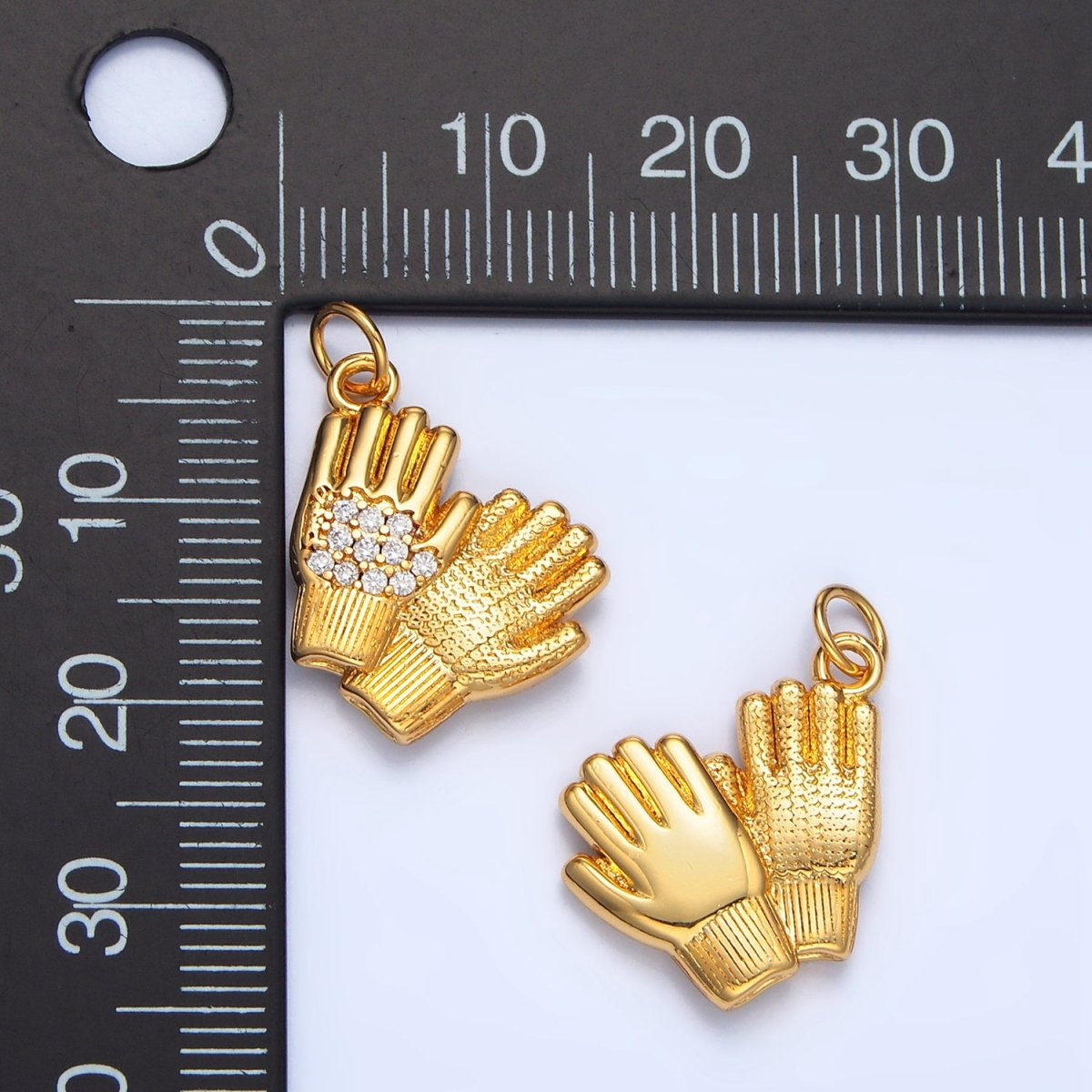 24K Gold Filled Micro Paved CZ Mittens Glove Charm | X614 - DLUXCA