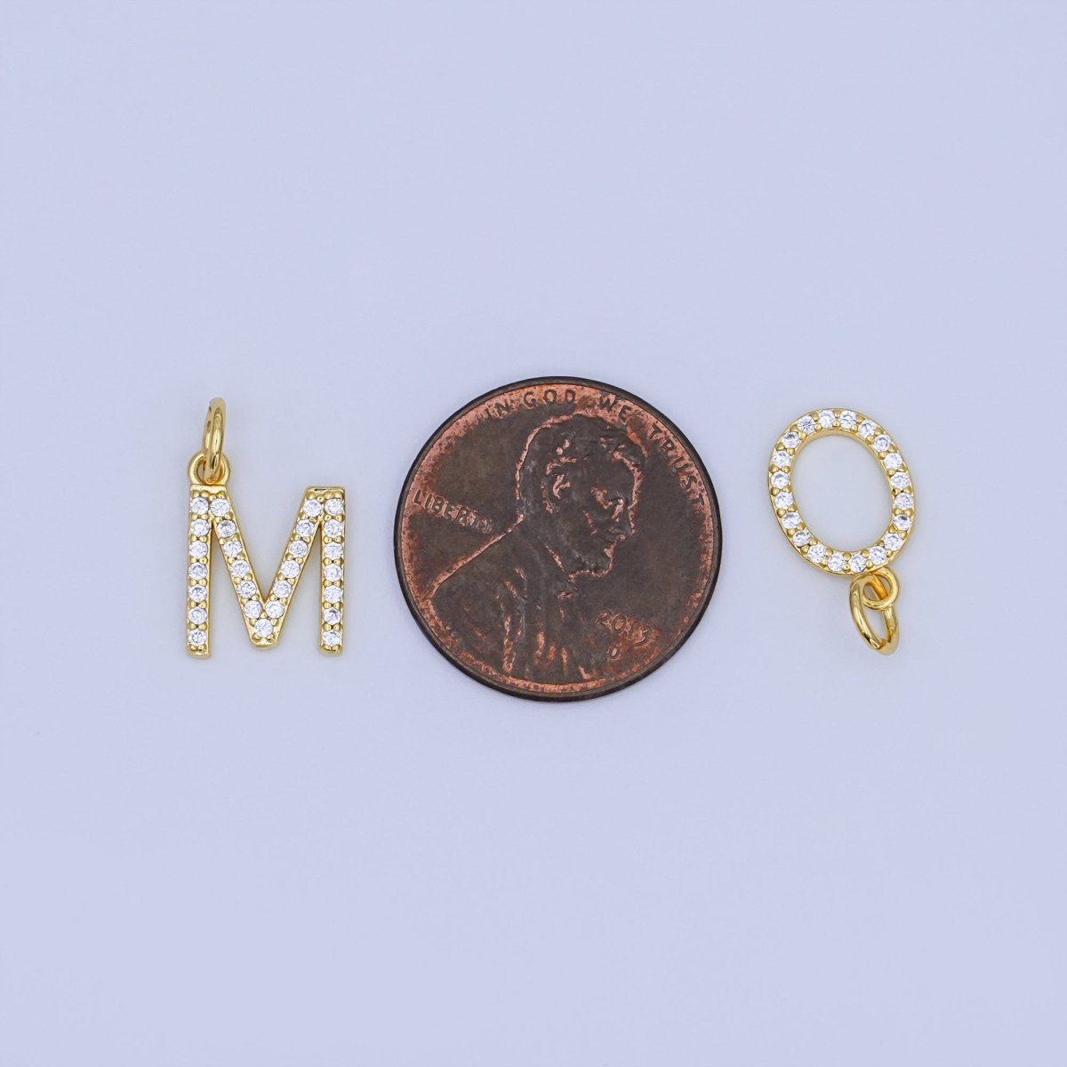 24K Gold Filled Micro Paved CZ "MOM" Script Charm Set | N045 - DLUXCA