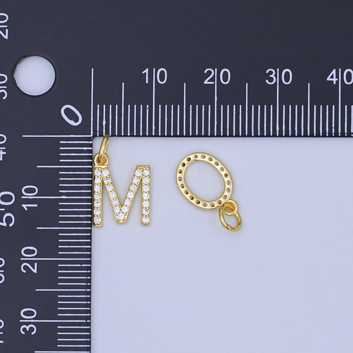 24K Gold Filled Micro Paved CZ "MOM" Script Charm Set | N045 - DLUXCA