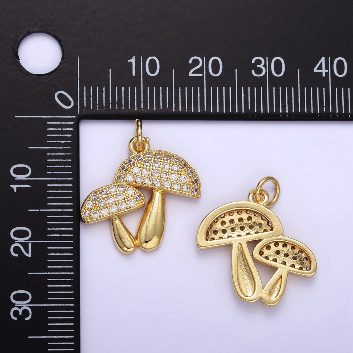 24K Gold Filled Micro Paved CZ Mushroom Charm | E345 - DLUXCA