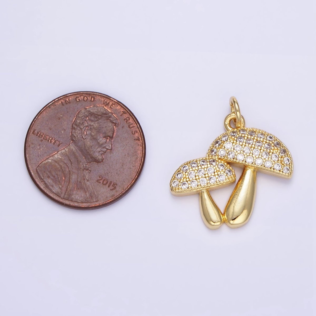 24K Gold Filled Micro Paved CZ Mushroom Charm | E345 - DLUXCA
