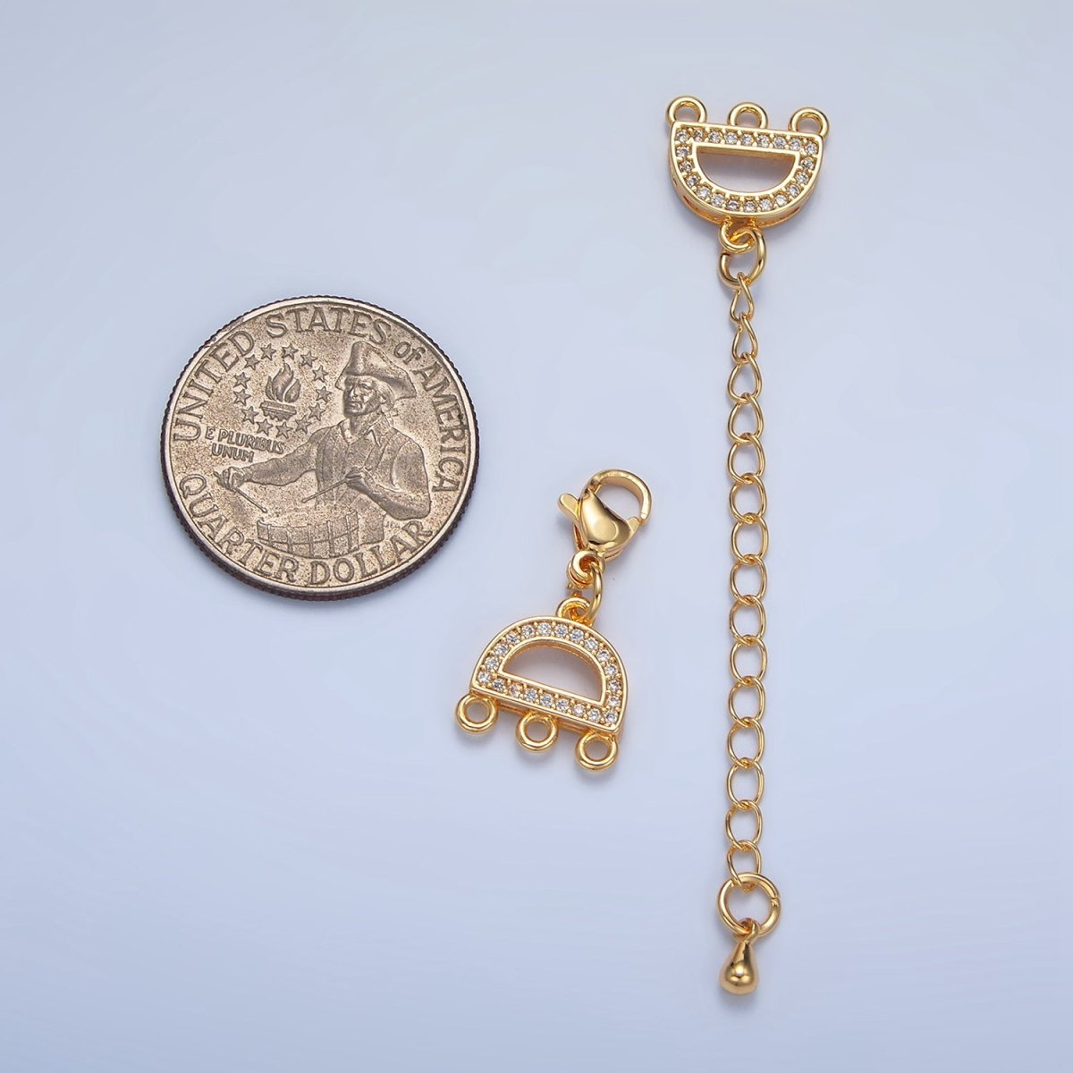 24K Gold Filled Micro Paved CZ Necklace Detangler Lobster Clasps Closure Findings in Gold & Silver | Z989