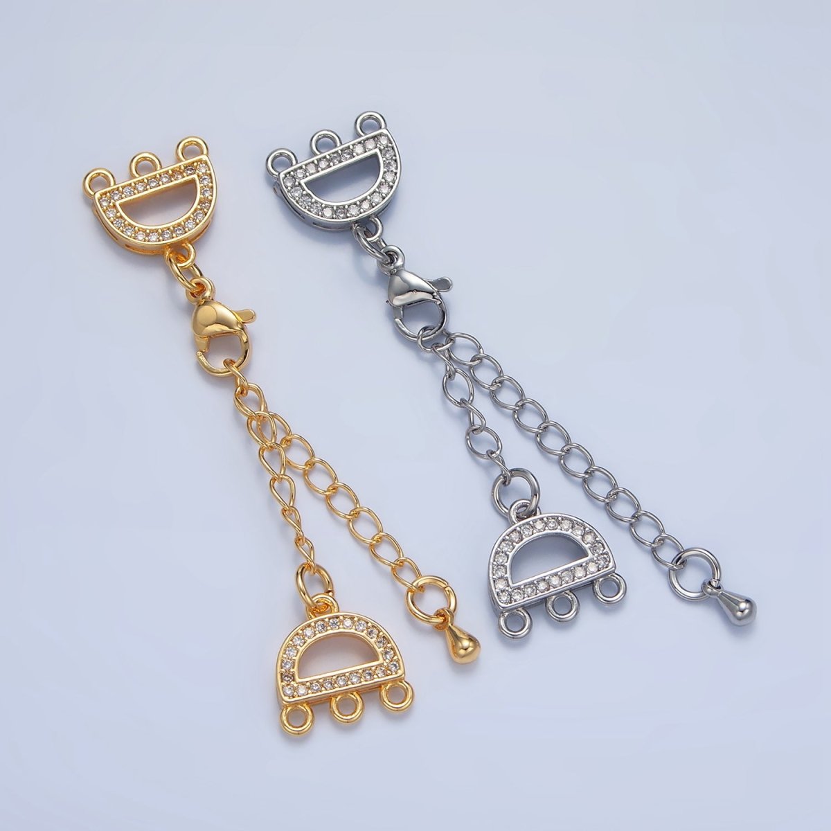 24K Gold Filled Micro Paved CZ Necklace Detangler Lobster Clasps Closure Findings in Gold & Silver | Z989