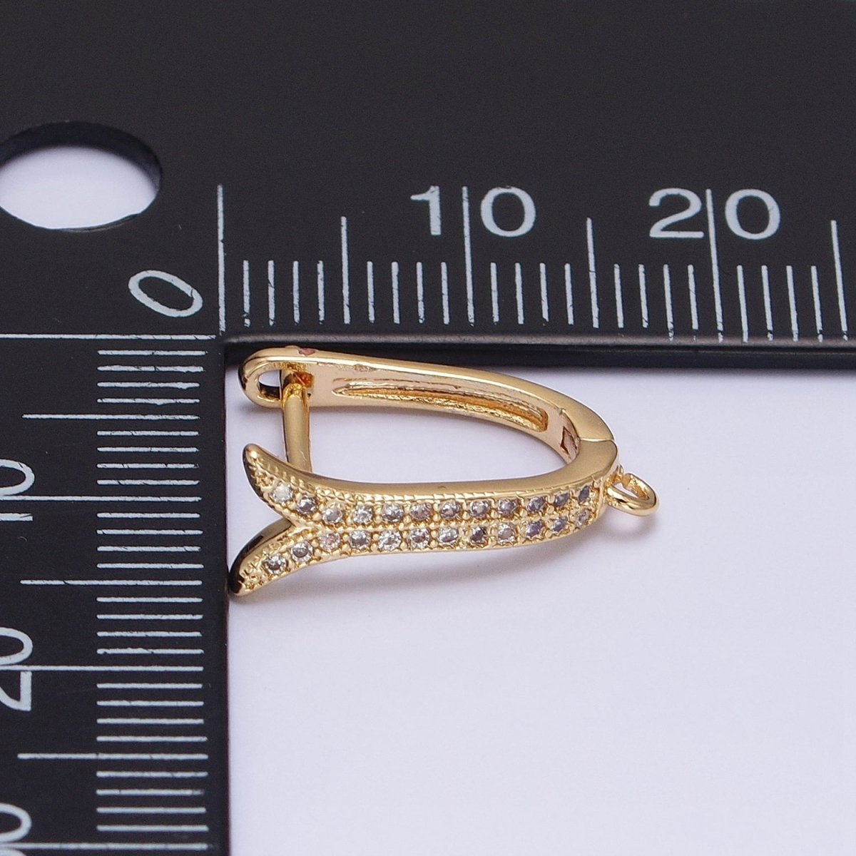 24K Gold Filled Micro Paved CZ Ocean Whale Tail Open Loop English Lock Earrings in Gold & Silver | Z-233 Z-234