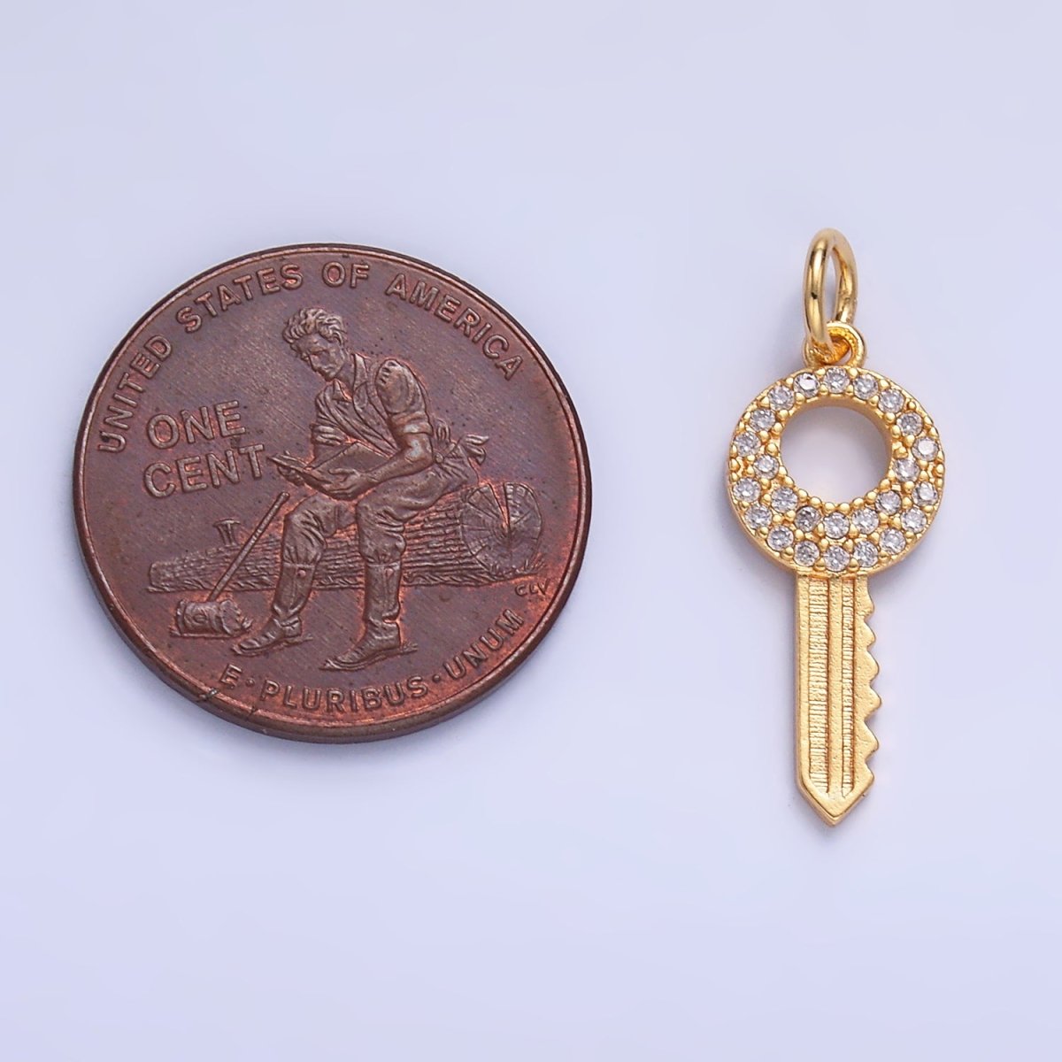 24K Gold Filled Micro Paved CZ Open Key Charm | W403