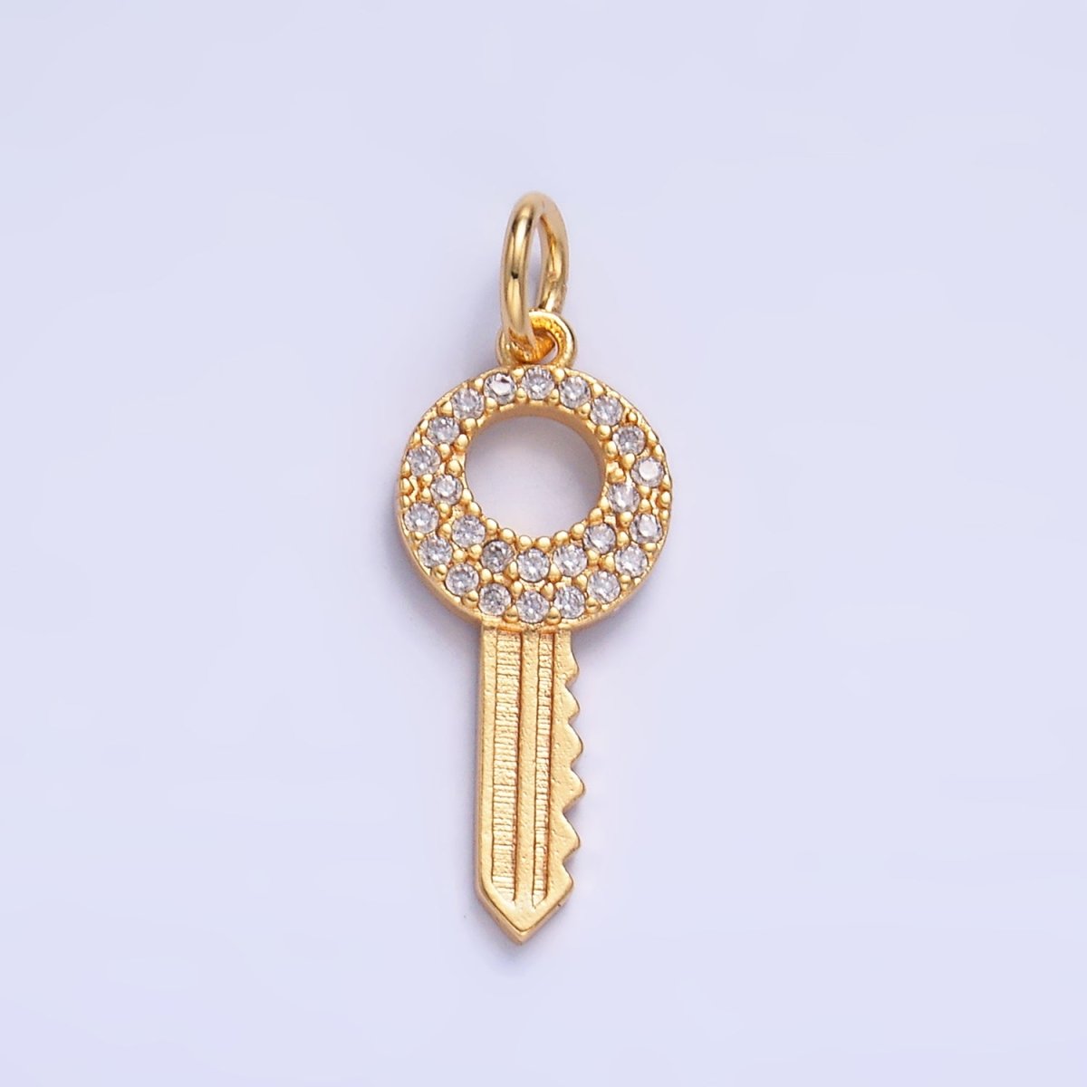 24K Gold Filled Micro Paved CZ Open Key Charm | W403