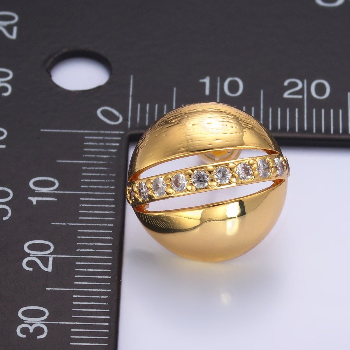 24K Gold Filled Micro Paved CZ Open Round Stud Earrings | AB714 - DLUXCA