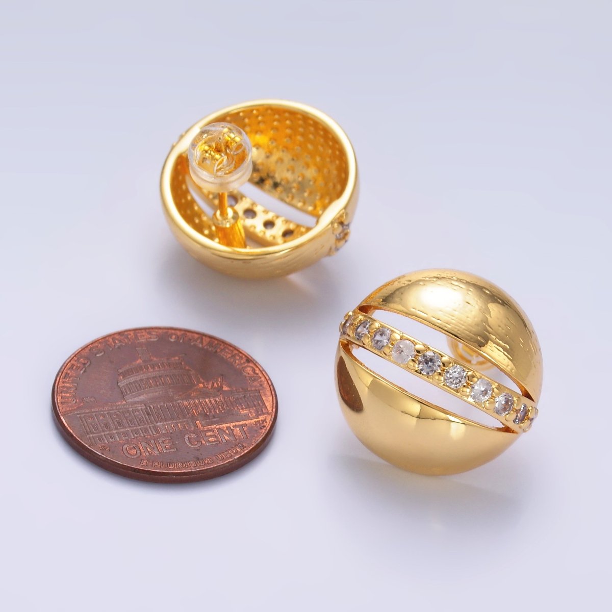 24K Gold Filled Micro Paved CZ Open Round Stud Earrings | AB714 - DLUXCA