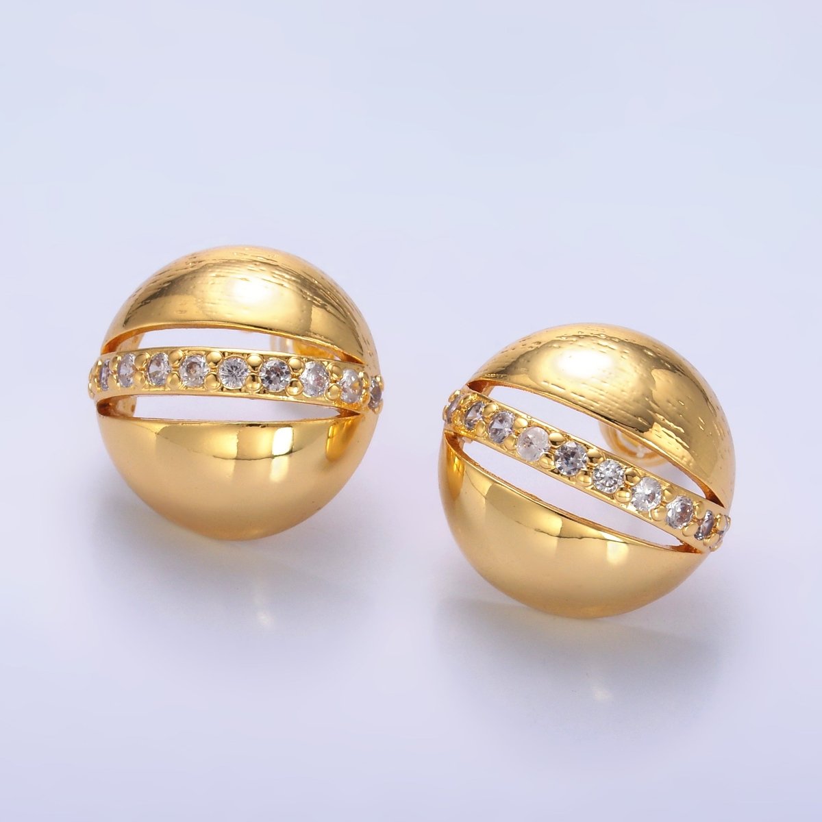 24K Gold Filled Micro Paved CZ Open Round Stud Earrings | AB714 - DLUXCA