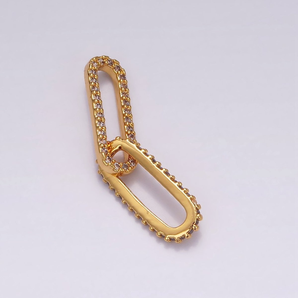 24K Gold Filled Micro Paved CZ Paperclip Chain Link Charm Findings Supply | Z636 - DLUXCA