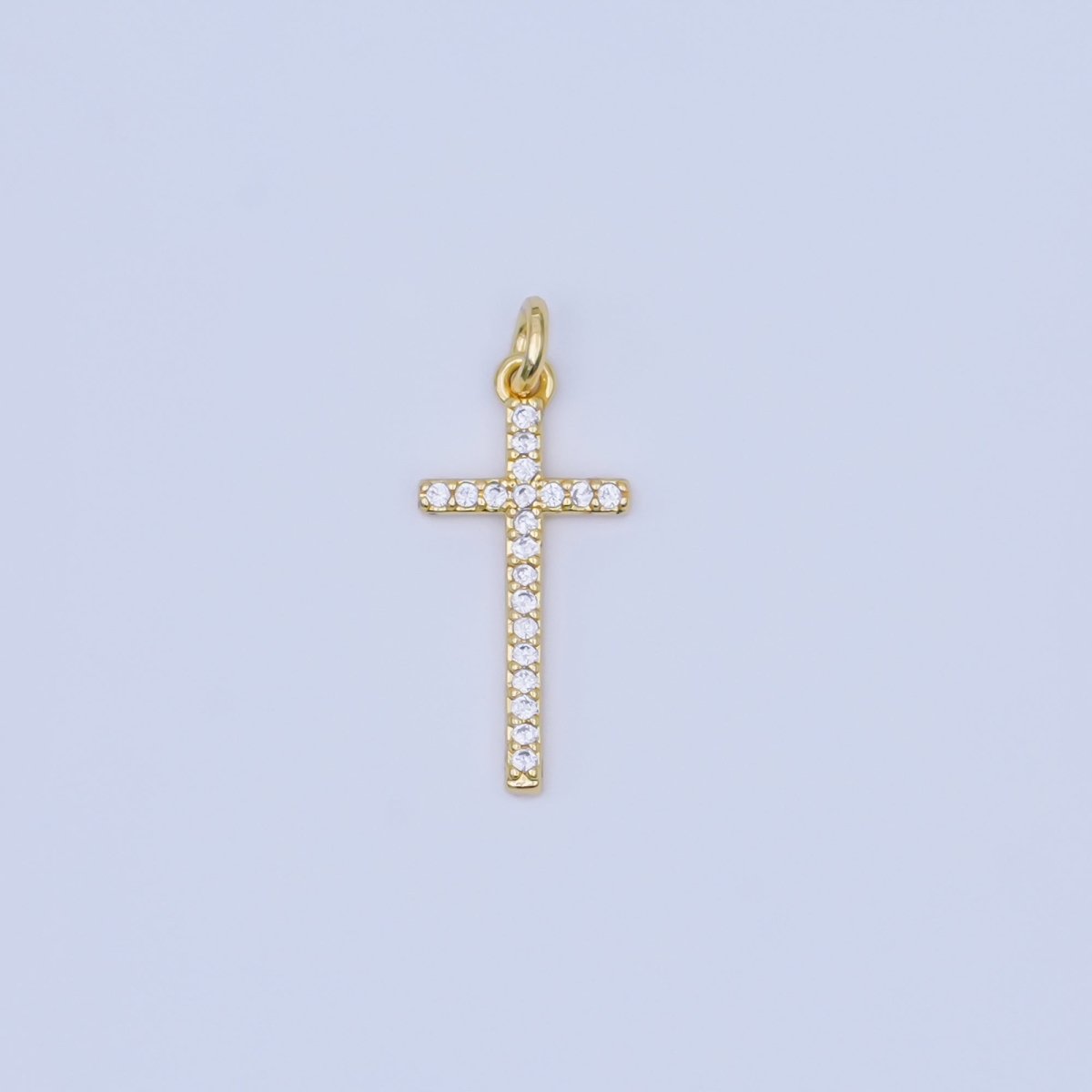 24K Gold Filled Micro Paved CZ Religious Cross Charm | AF439 - DLUXCA