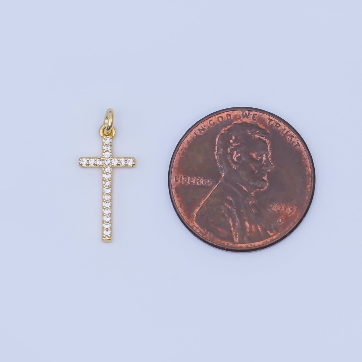 24K Gold Filled Micro Paved CZ Religious Cross Charm | AF439 - DLUXCA