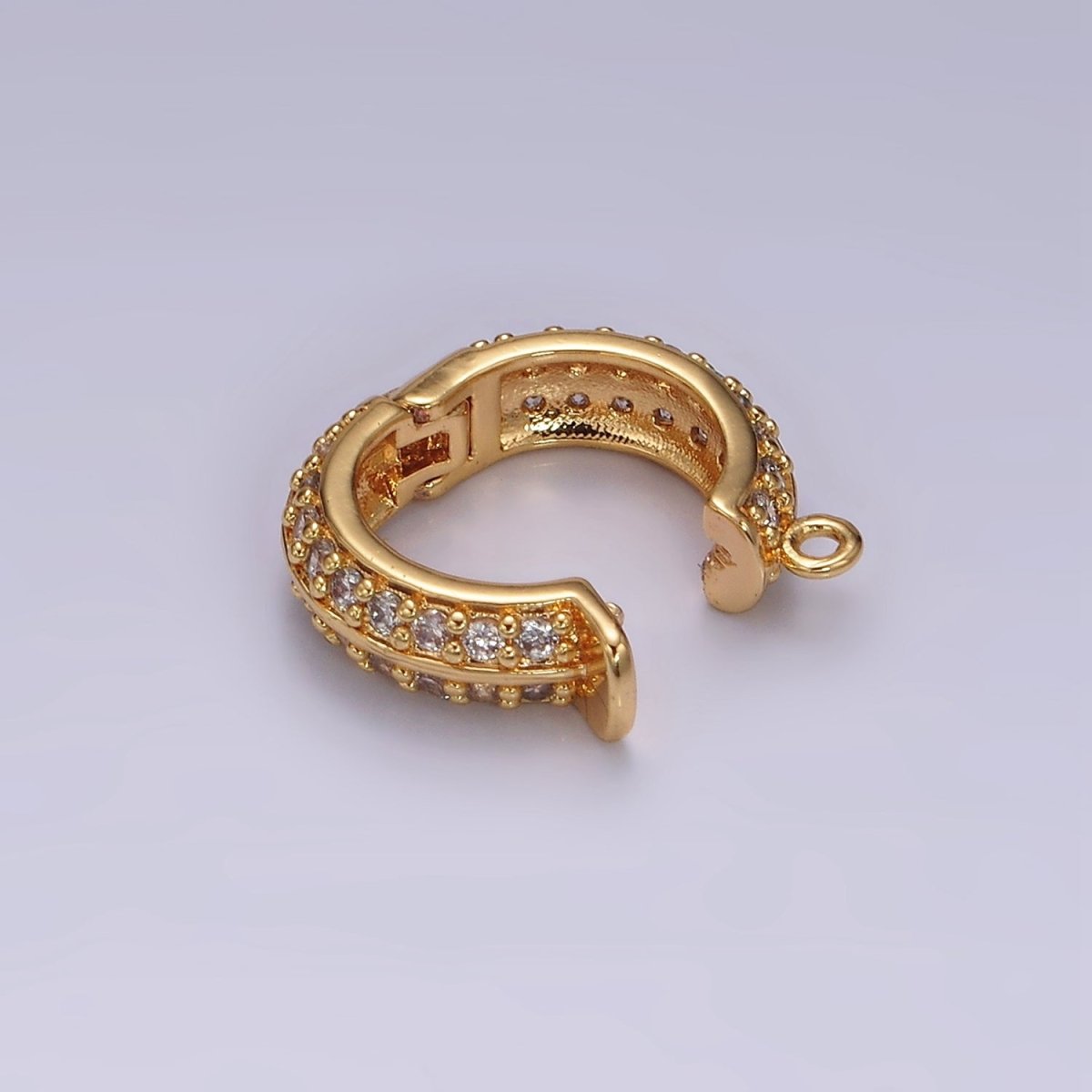 24K Gold Filled Micro Paved CZ Round Snap Bail Jewelry Charm Finding Supply | Z637 - DLUXCA