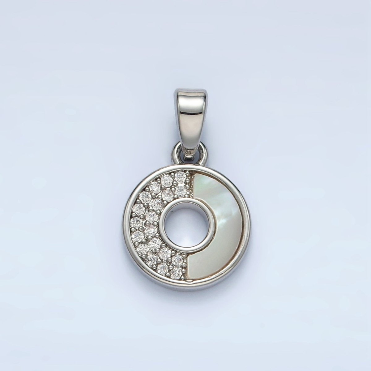 24K Gold Filled Micro Paved CZ Shell Pearl Open Round Mini Charm in Gold & Silver | AA1520