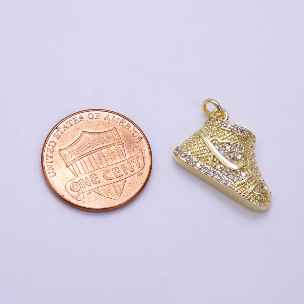 24K Gold Filled Micro Paved CZ Shoes Charm | X595 - DLUXCA