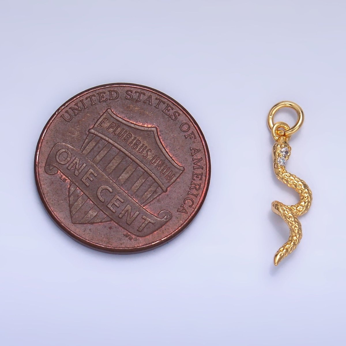 24K Gold Filled Micro Paved CZ Snake Serpent Multidimensional 3D Charm in Gold & Silver | W796