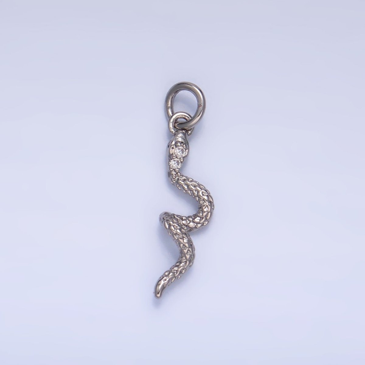 24K Gold Filled Micro Paved CZ Snake Serpent Multidimensional 3D Charm in Gold & Silver | W796