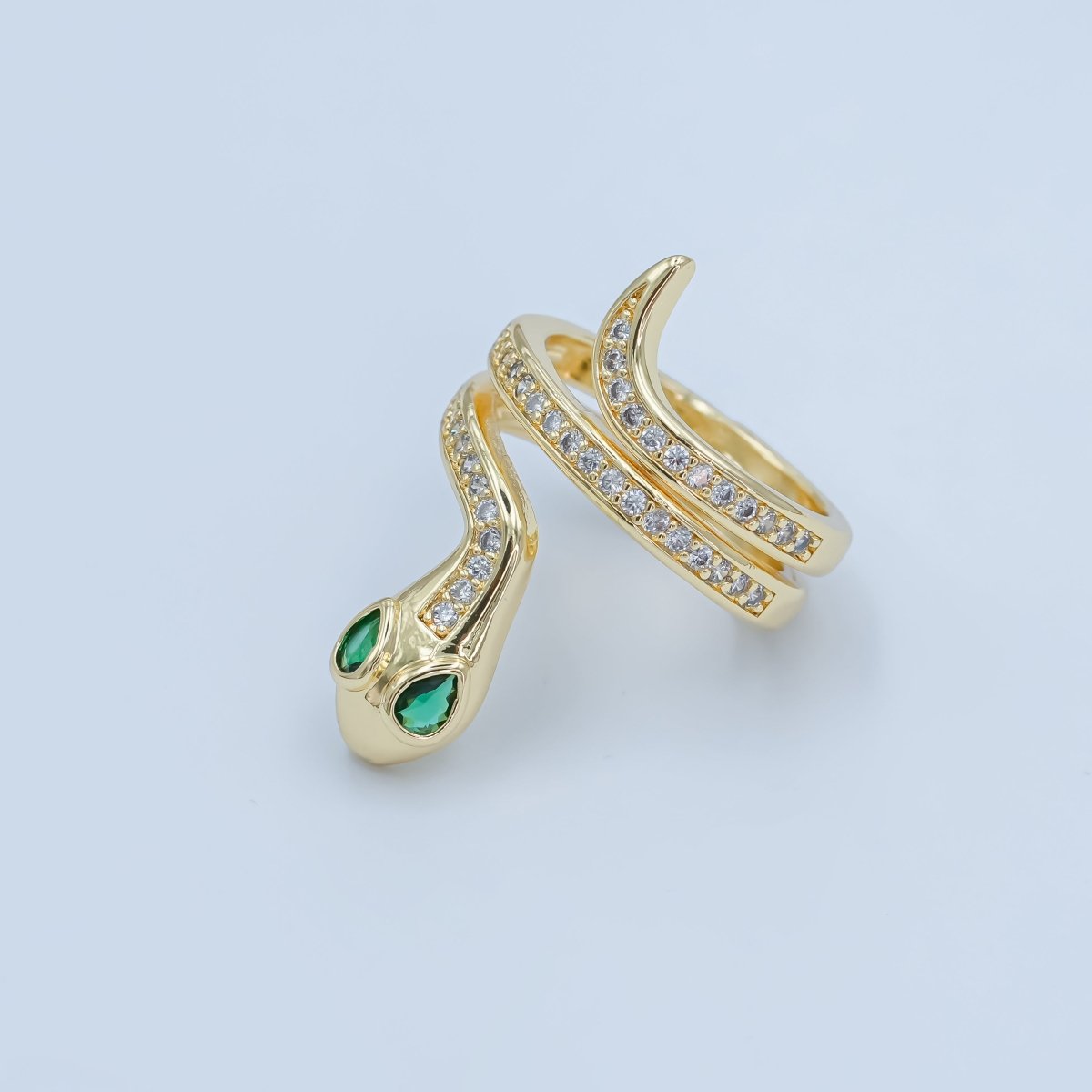 24K Gold Filled Micro Paved CZ Snake Serpent Multiple Band Ring | O851 - DLUXCA