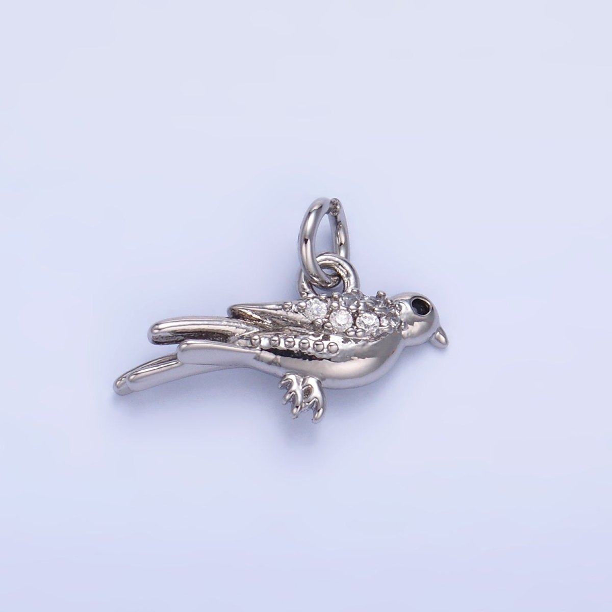 24K Gold Filled Micro Paved CZ Song Bird Charm in Gold & Silver | W443