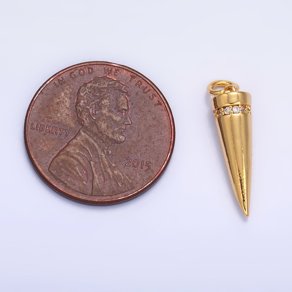 24K Gold Filled Micro Paved CZ Spike Charm in Gold & Silver | W881