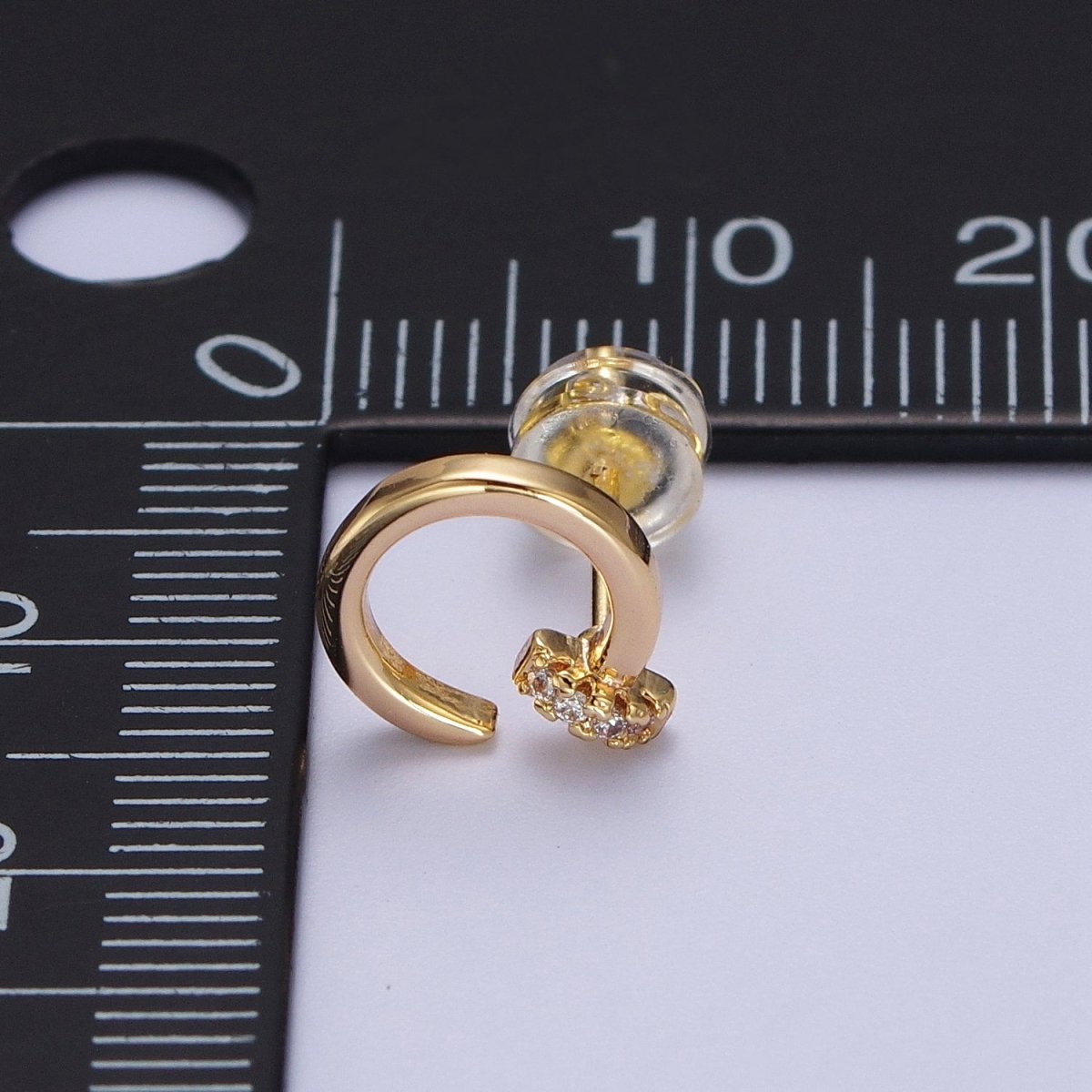 24K Gold Filled Micro Paved CZ Spiral Nail Stud Earrings | Y-102 - DLUXCA