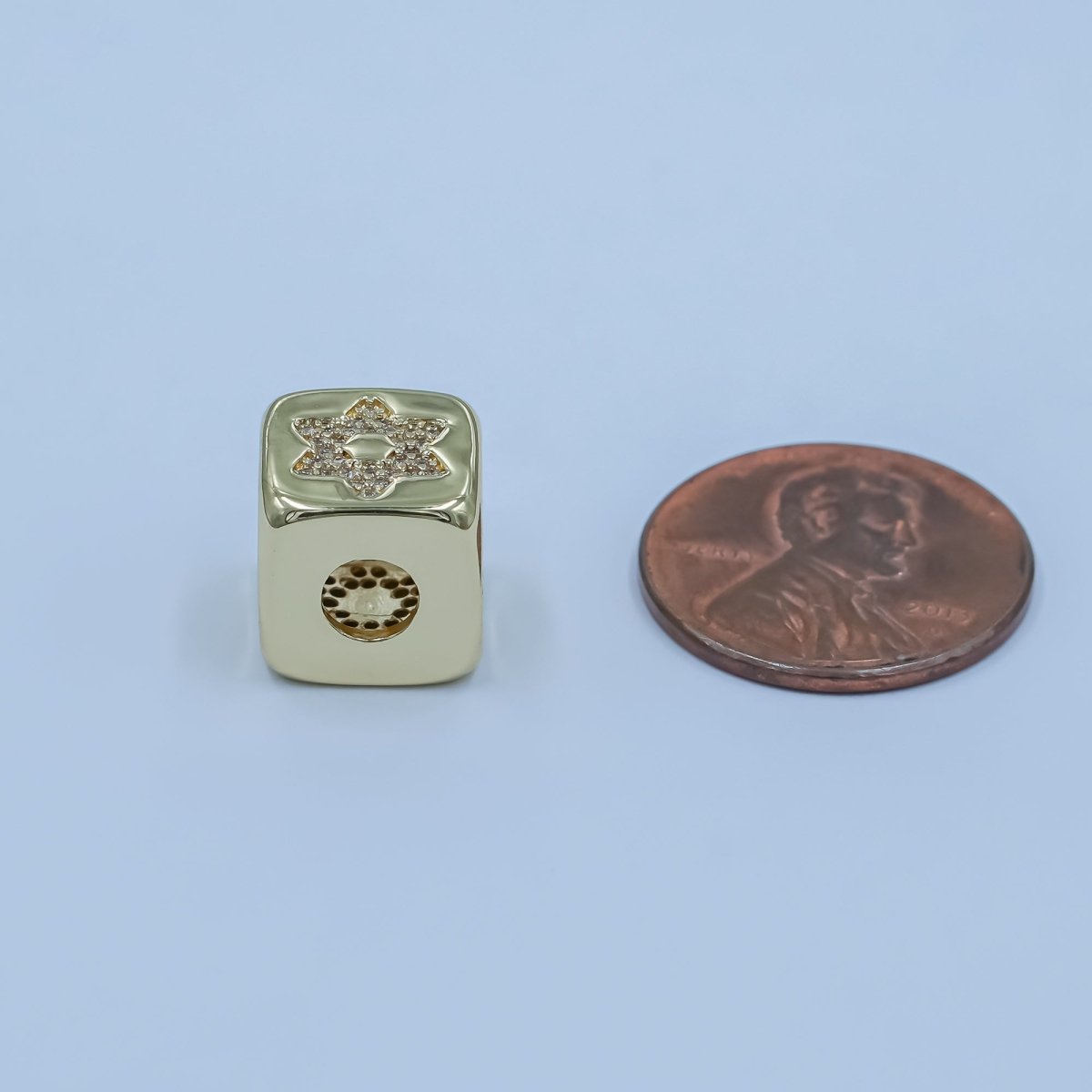 24K Gold Filled Micro Paved CZ Star of David Bead | B241 - DLUXCA