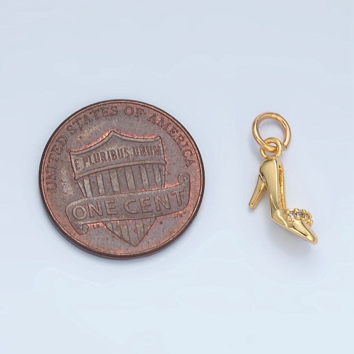 24K Gold Filled Micro Paved CZ Stiletto Heels Charm in Gold & Silver | X934
