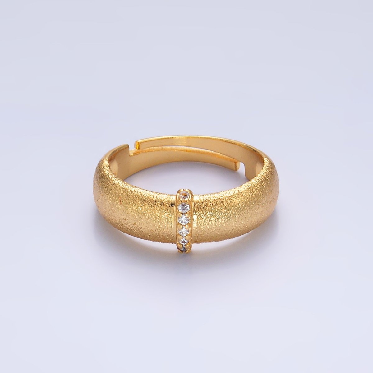 24K Gold Filled Micro Paved CZ Textured Band Ring | O335 - DLUXCA