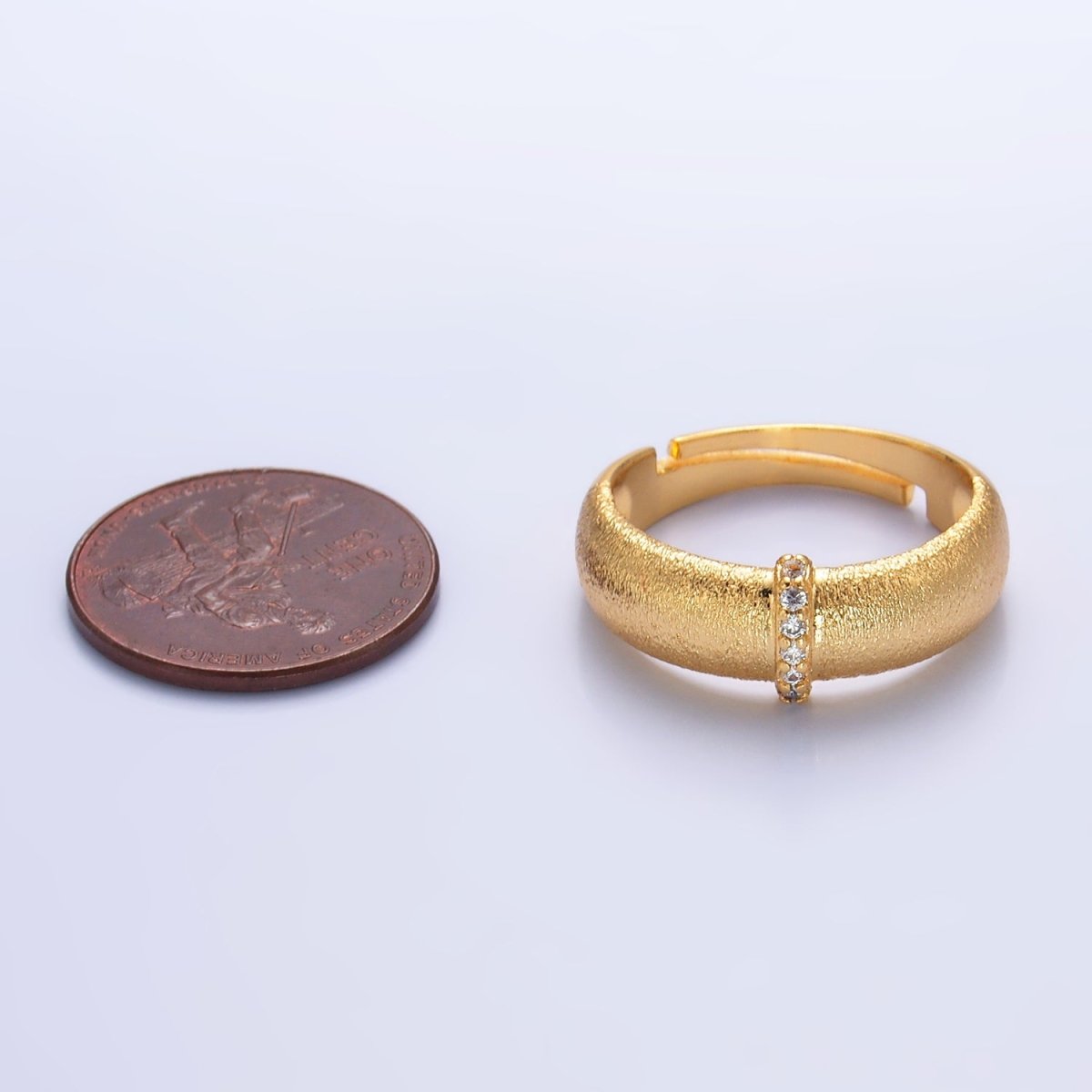 24K Gold Filled Micro Paved CZ Textured Band Ring | O335 - DLUXCA