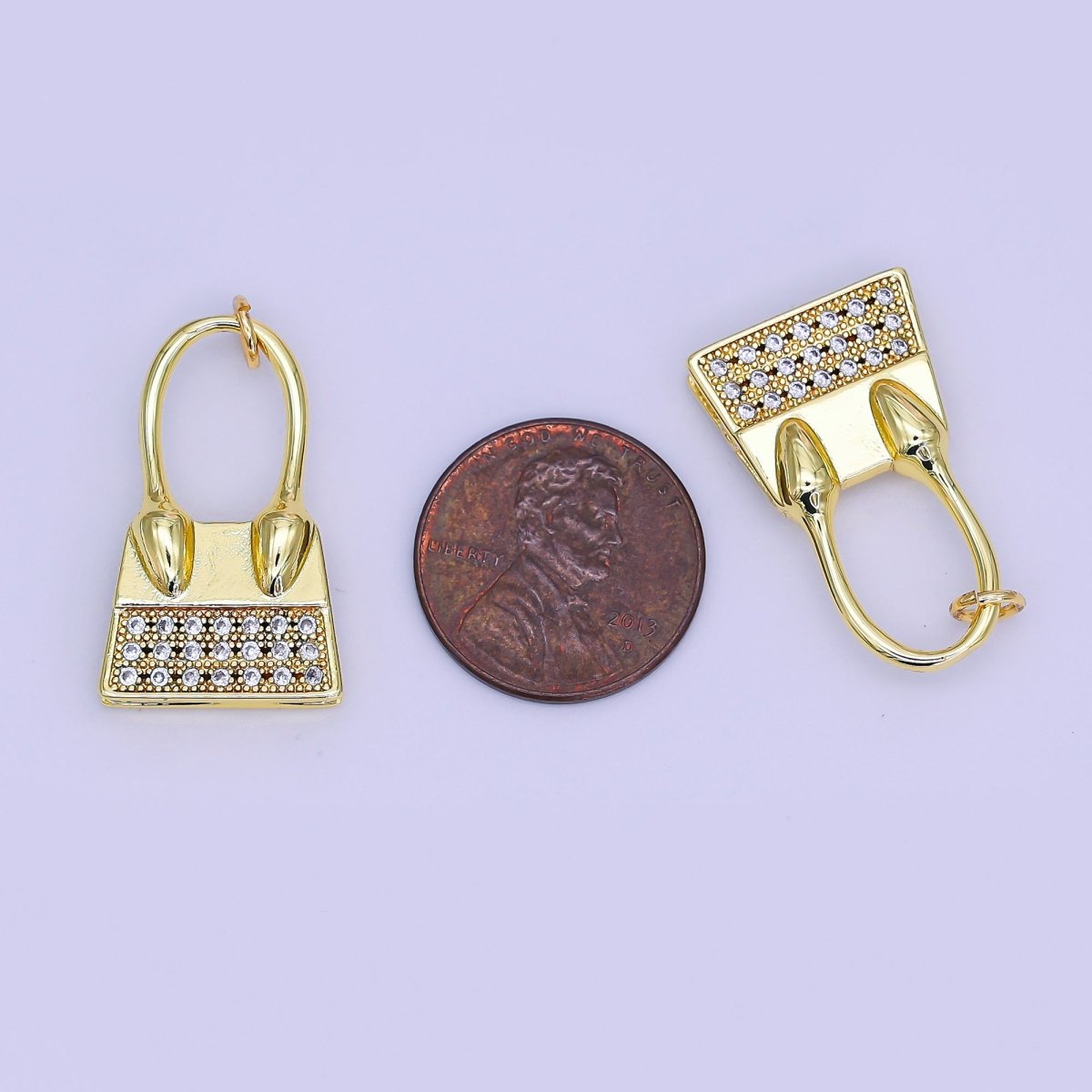 24K Gold Filled Micro Paved CZ Top Handle Hand Bag Charm | AJ288 - DLUXCA