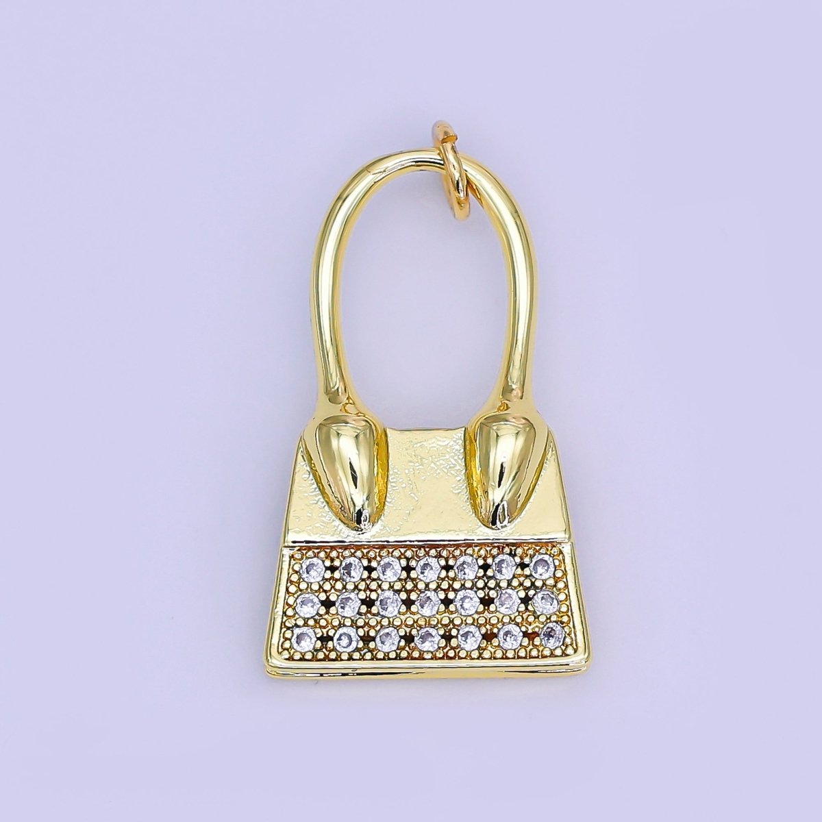 24K Gold Filled Micro Paved CZ Top Handle Hand Bag Charm | AJ288 - DLUXCA