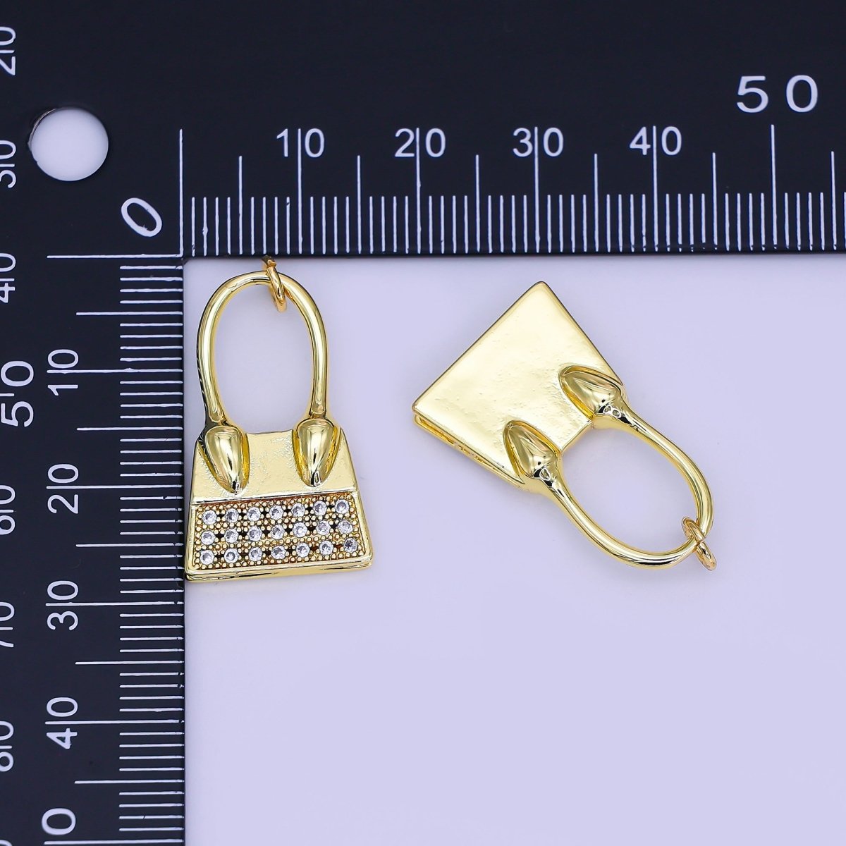 24K Gold Filled Micro Paved CZ Top Handle Hand Bag Charm | AJ288 - DLUXCA