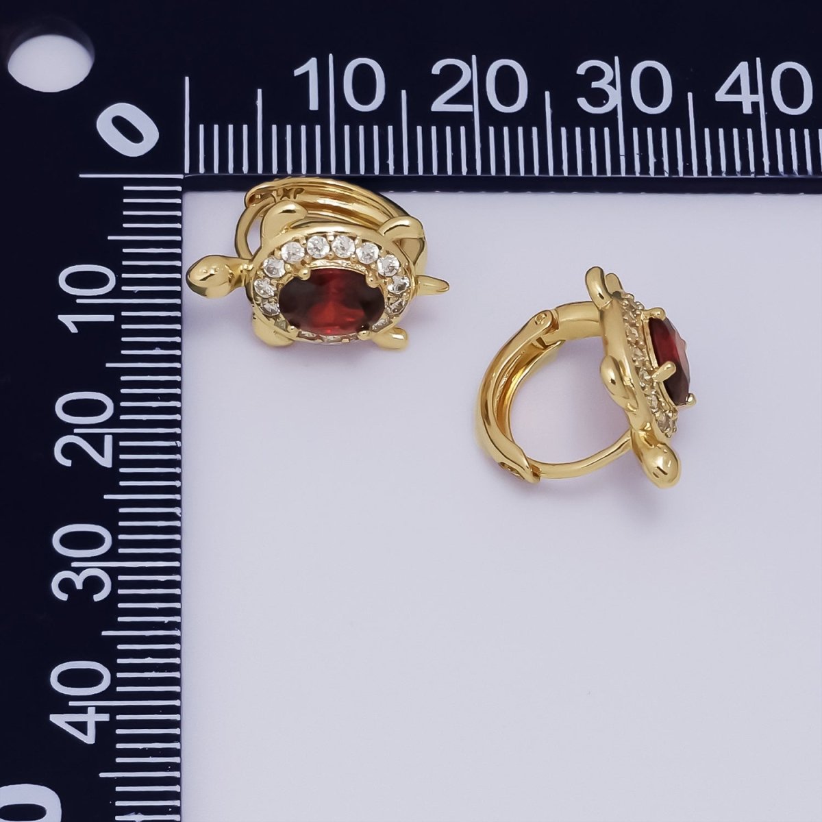 24K Gold Filled Micro Paved CZ Turtle Tortoise Animal Huggie Earrings | AB1036 - AB1062