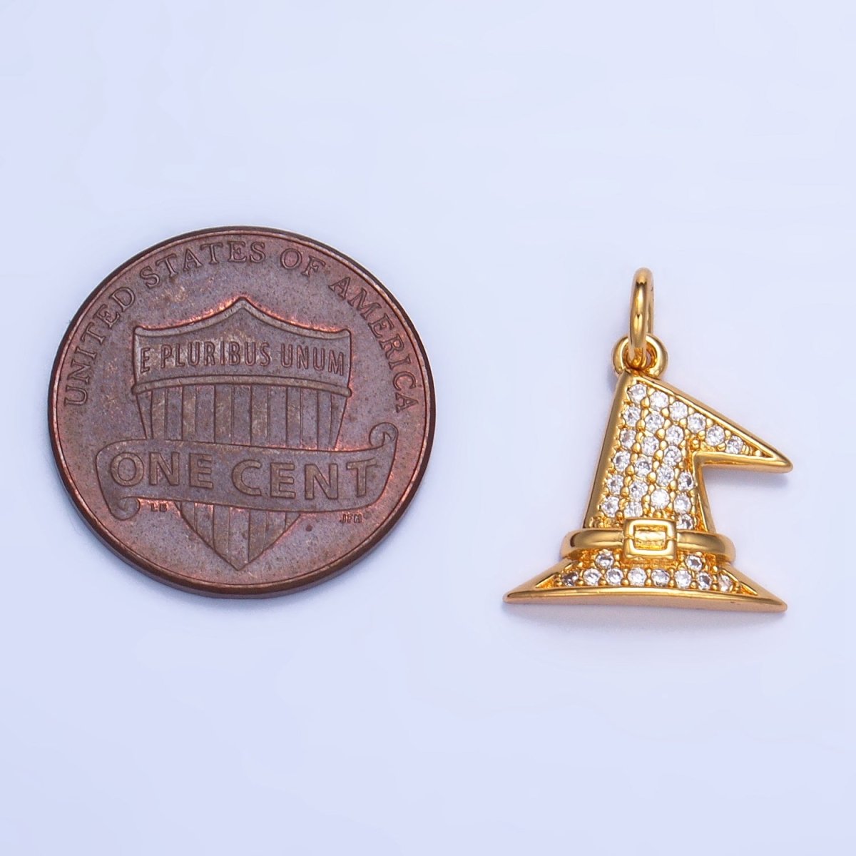24K Gold Filled Micro Paved CZ Witch's Hat Charm in Gold & Silver | X927
