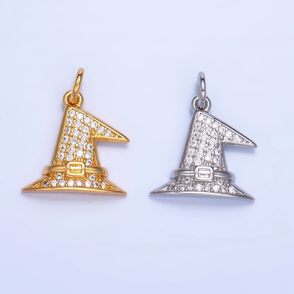 24K Gold Filled Micro Paved CZ Witch's Hat Charm in Gold & Silver | X927