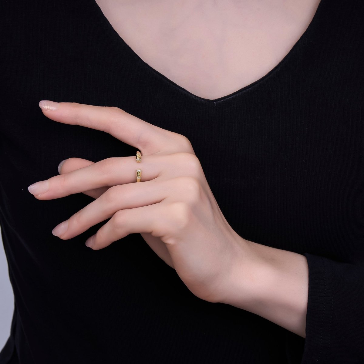 24K Gold Filled Micro Paved CZ Wrap Ring | O1437 - DLUXCA