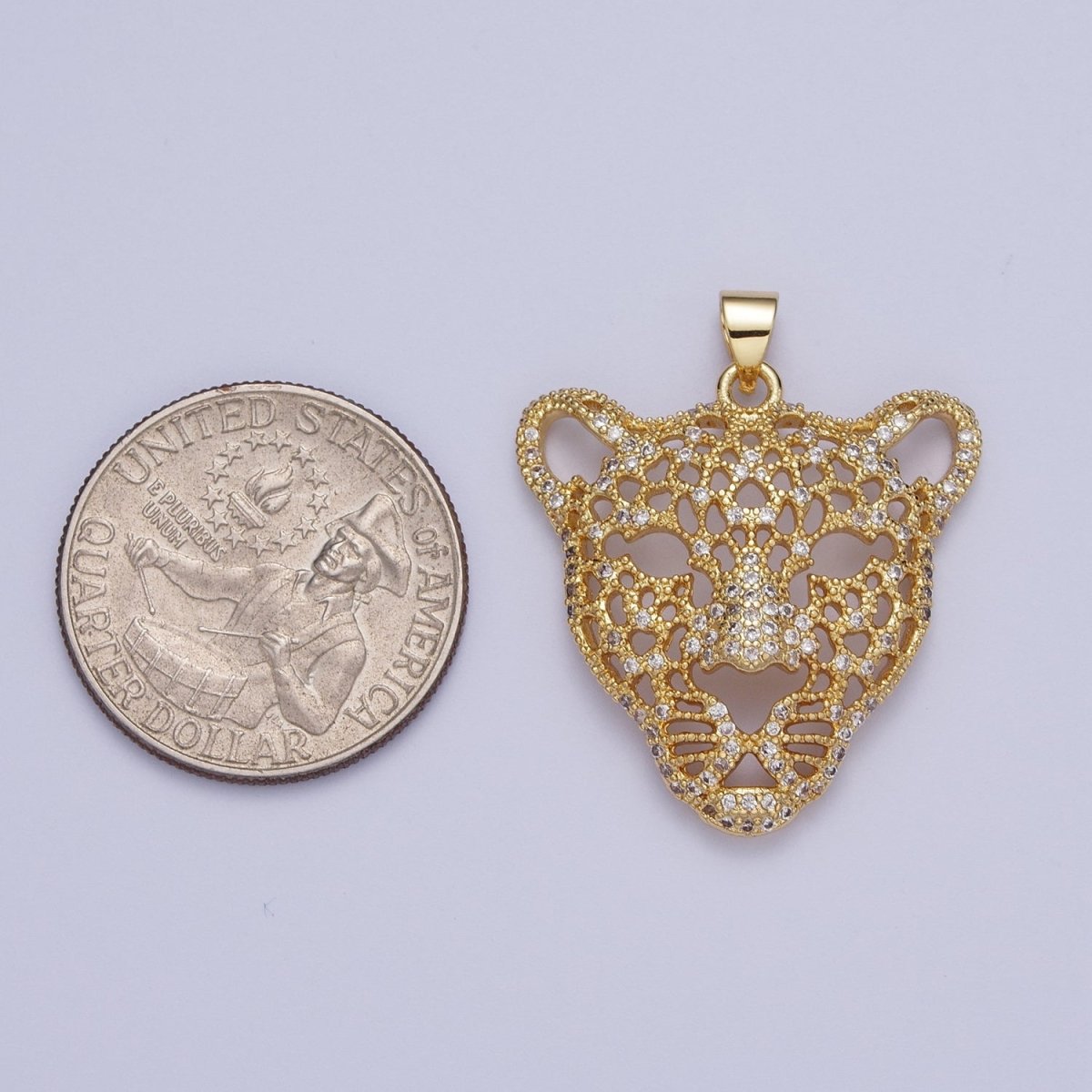 24K Gold Filled Micro Paved Jungle Cats Panther Pendant For DIY Jewelry Making | X-531 - DLUXCA