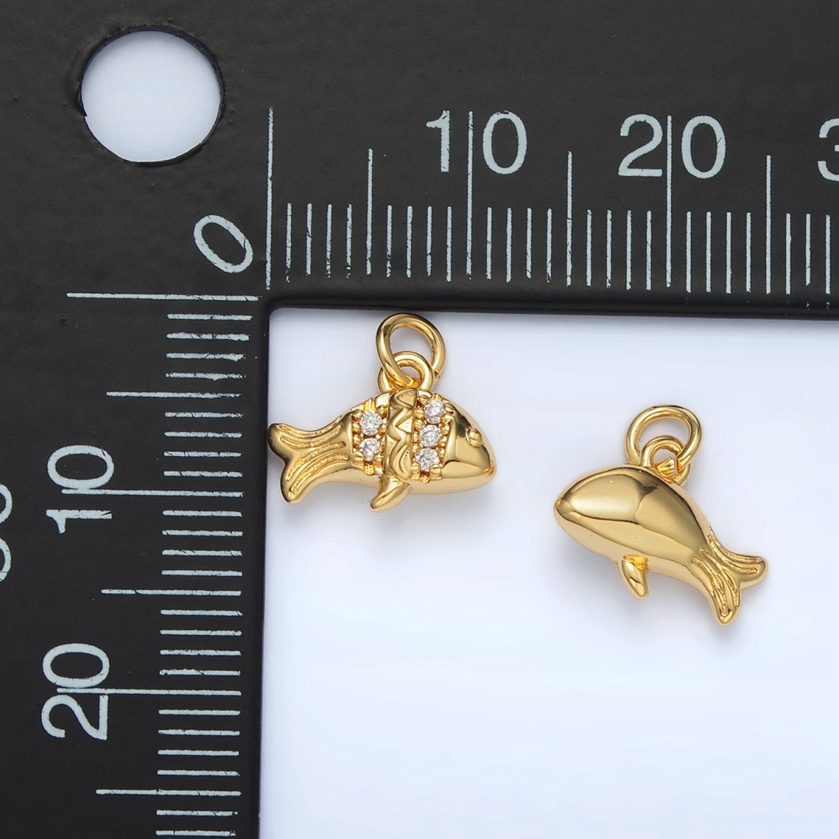 24K Gold Filled Micro Paved Tiny Fish Charm | AC - 156 - DLUXCA