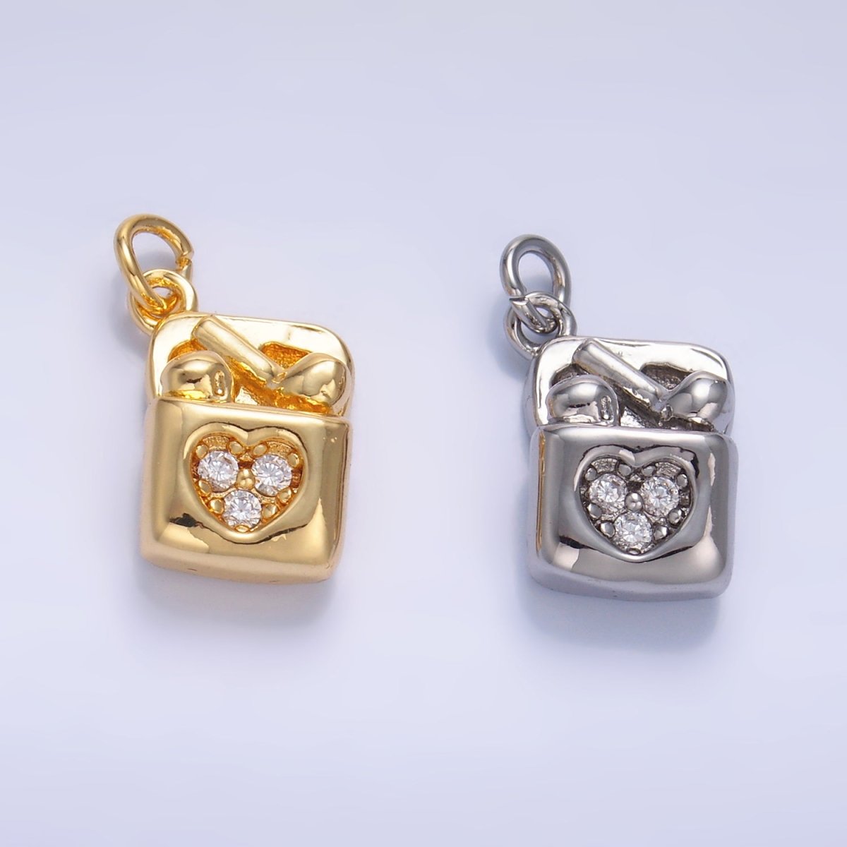 24K Gold Filled Micro Paved Wireless Headphones Music Charm in Gold & Silver | W371