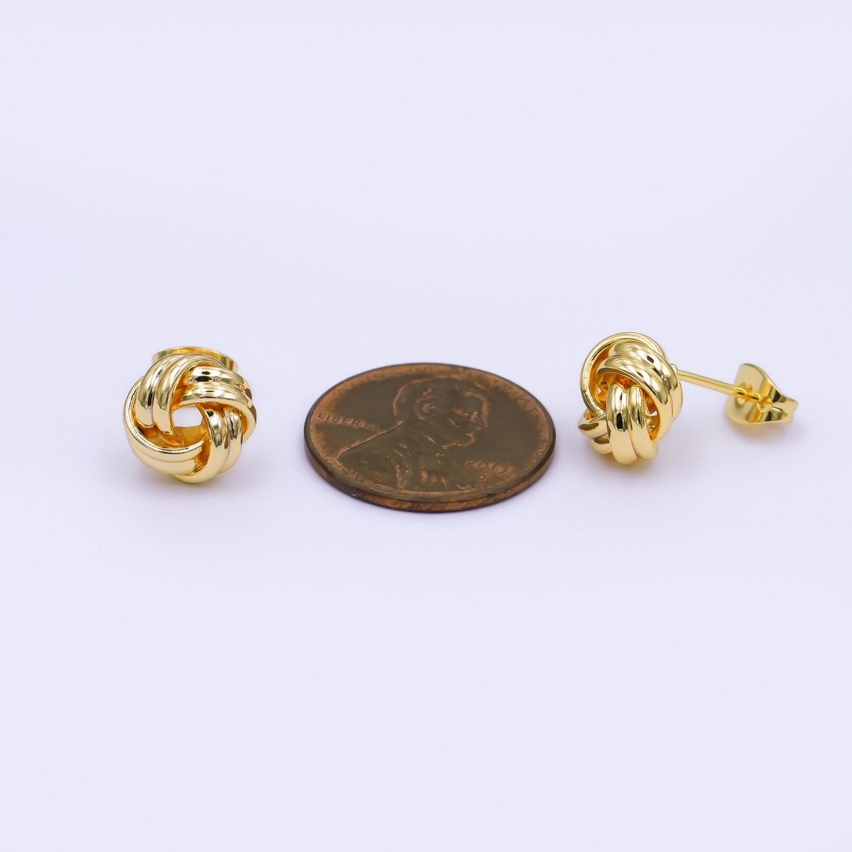 24K Gold Filled Mini 10mm Geometric Knot Stud Earrings | AI451 - DLUXCA