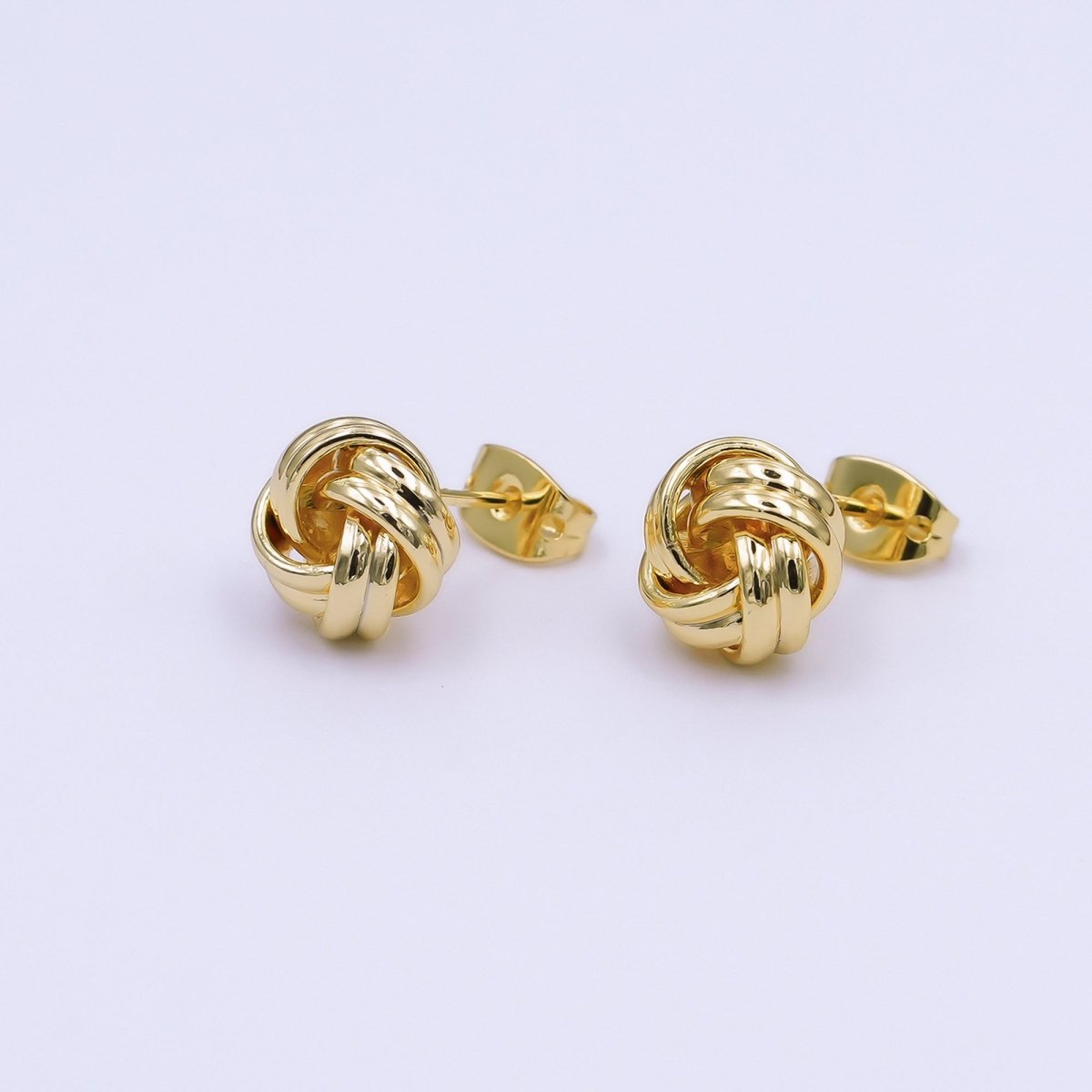 24K Gold Filled Mini 10mm Geometric Knot Stud Earrings | AI451 - DLUXCA