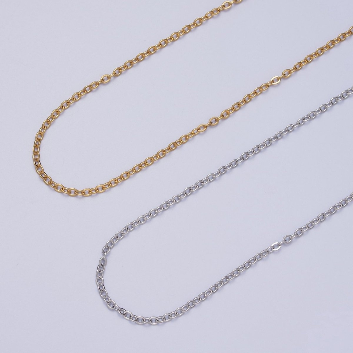 24K Gold Filled Mini 2mm Cable Unfinished Chain in Gold & Silver | ROLL-953 ROLL-954 Clearance